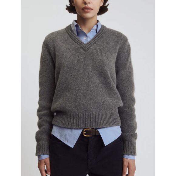 &Daughter + Net Sustain 'Glenn' Gray Ribbed Wool Sweater Size XL